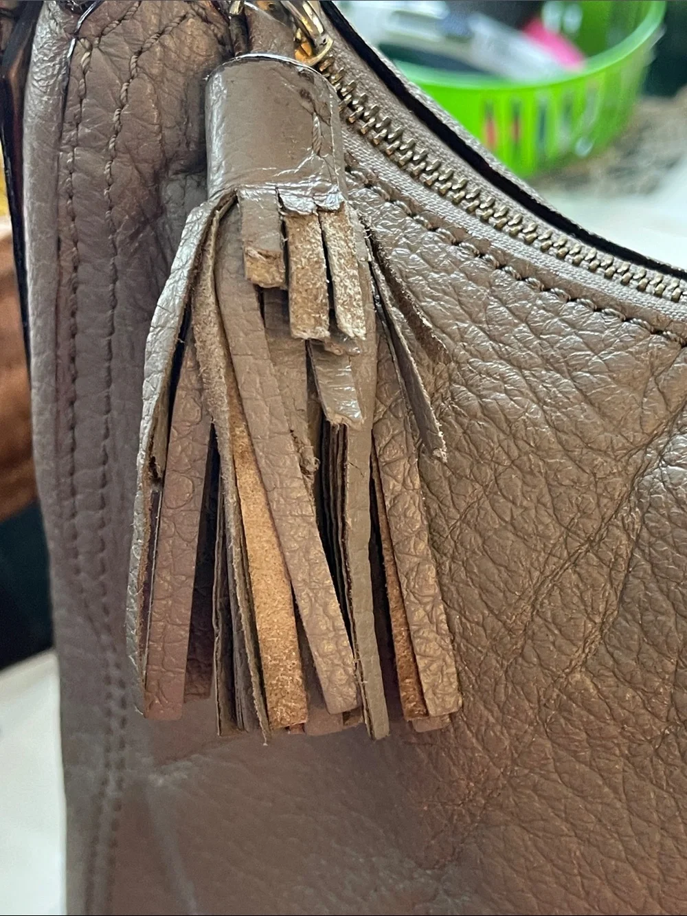 kate spade Gray Pebbled Leather Shoulder Bag